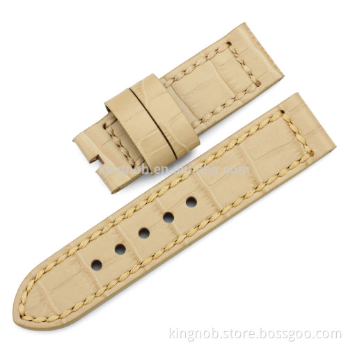 24mm Genuine Alligator Grain Leather watchbands wholesale leather for panerai wrist watch band